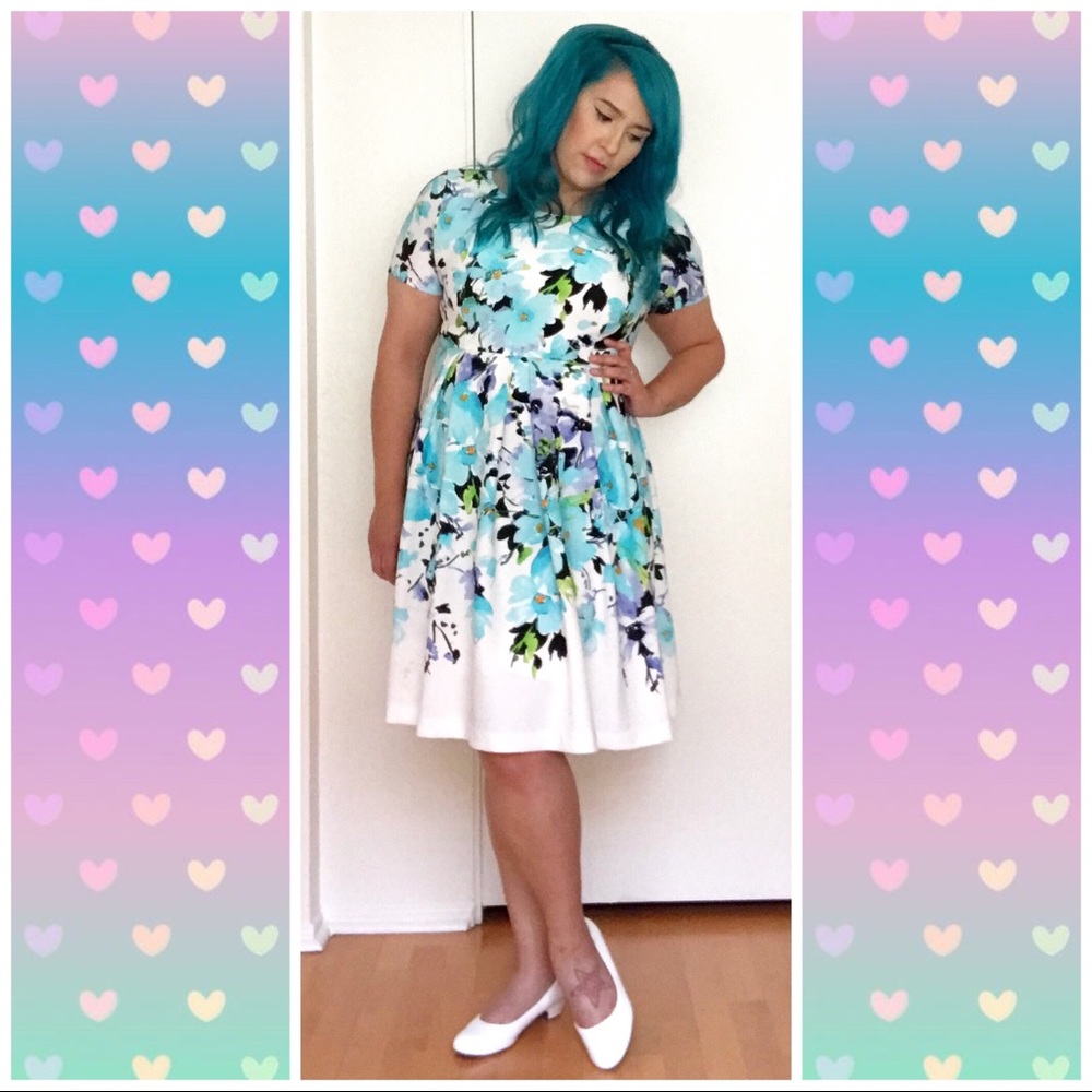 Karl Lagerfeld Short Sleeve Floral Skater Dress 12